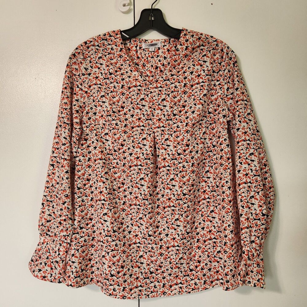 Sweet Salt Modest Clothing Womens XS Floral Blouse Bell Sleeve Stretch Top